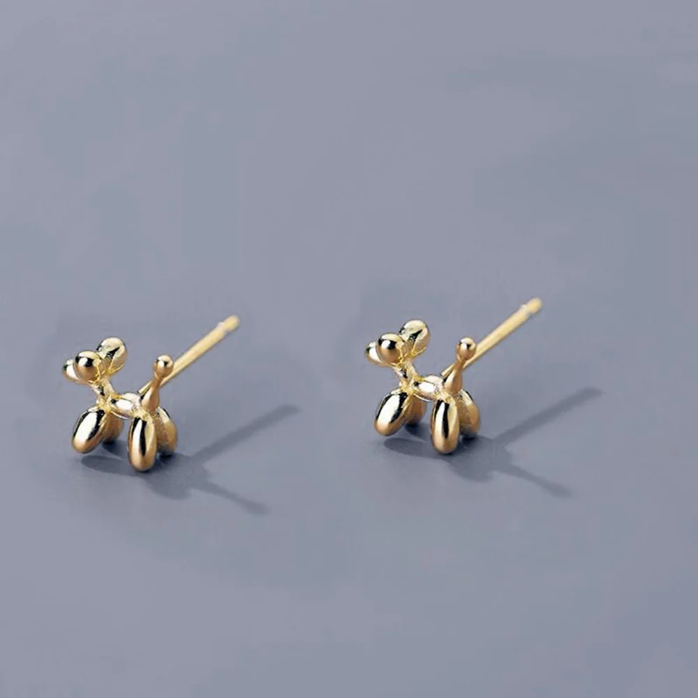 NEW Unisex Gold-Plated S925 Balloon Dog Stud Earrings,‎ 0.7cm
